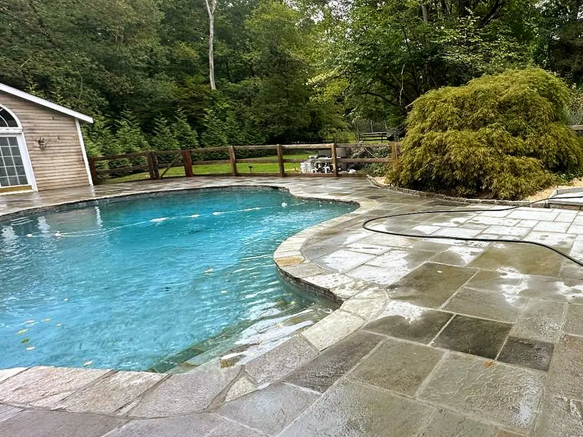 Finished bluestone pool surround in Mount Kisco, NY